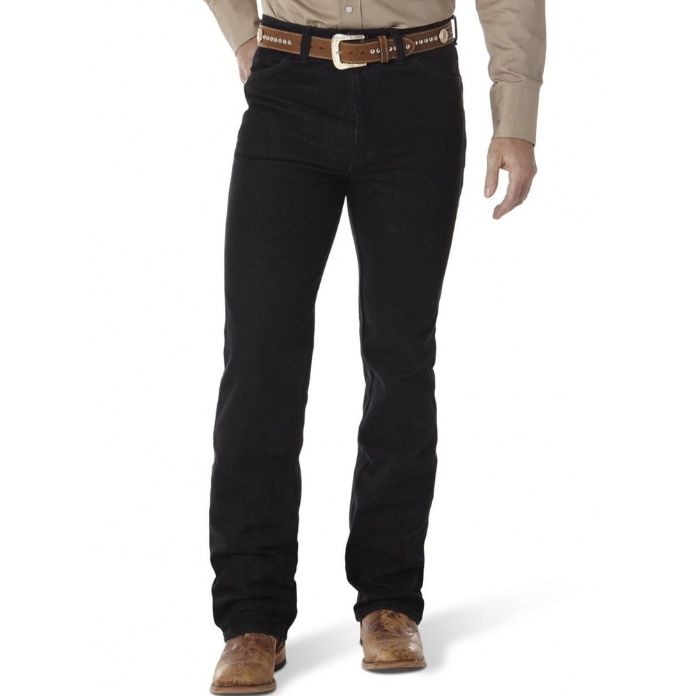 Wrangler Men's Cowboy Cut Slim Fit Boot Cut 938Jean,Black Stretch,28W X 32L‎ - Picture 2 of 4